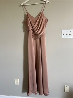 Wire Top Mocha Colored Maxi Gown With Pleating